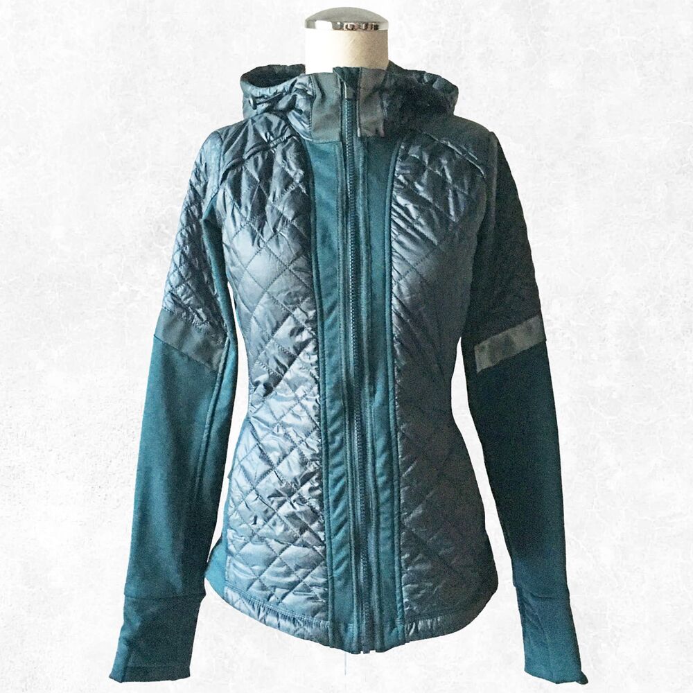 Athleta Rock Springs Quilted Hooded Jacket Women's Size XS/P Abyss Green